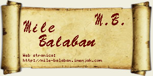 Mile Balaban vizit kartica